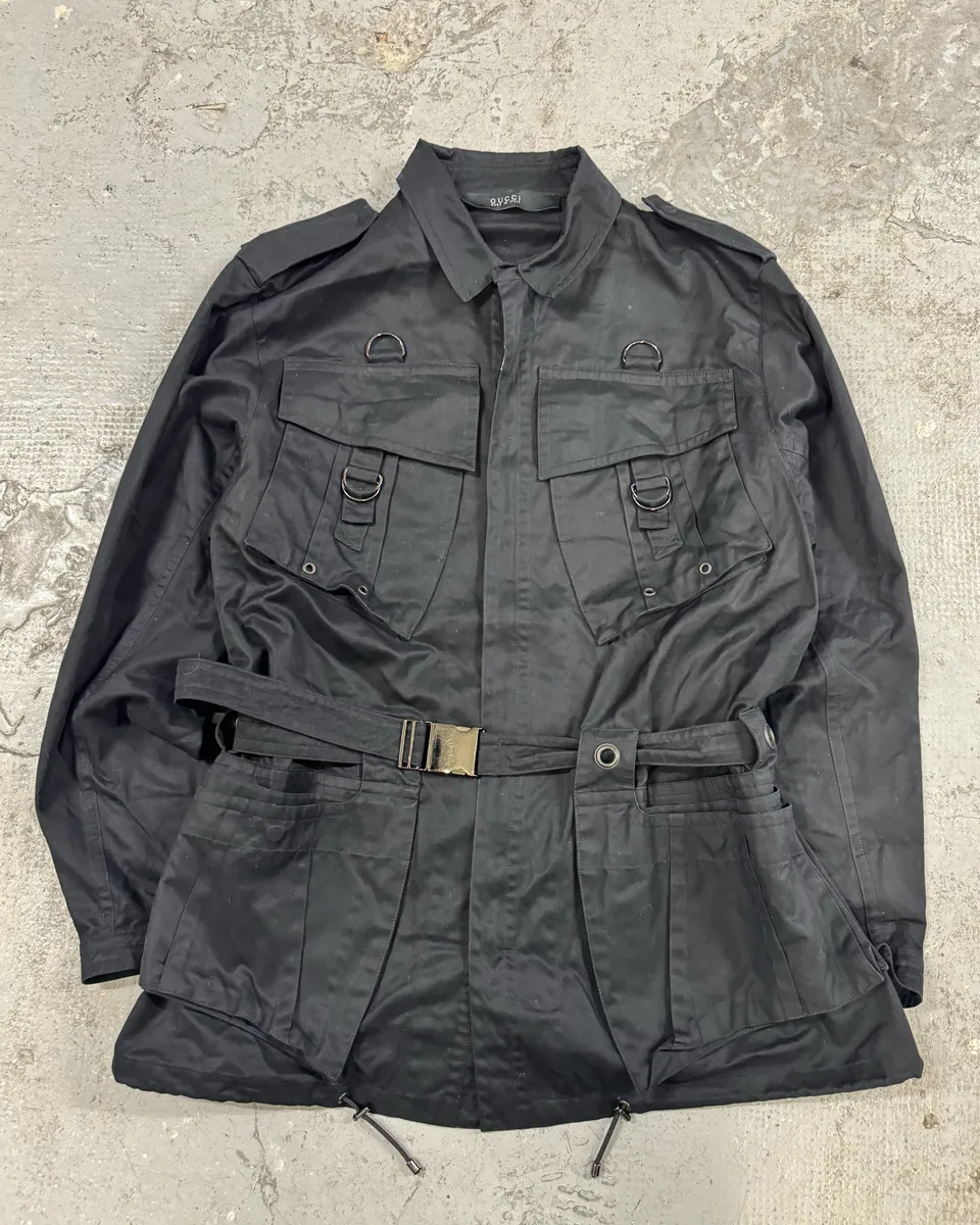SS2002 Gucci Tom Ford Black Imperial Nylon Trench Jacket - Image 3