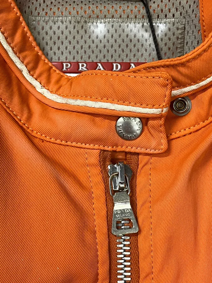 SS2002 Prada Orange Nylon Biker Jacket - Image 7