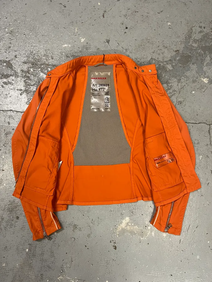 SS2002 Prada Orange Nylon Biker Jacket - Image 8