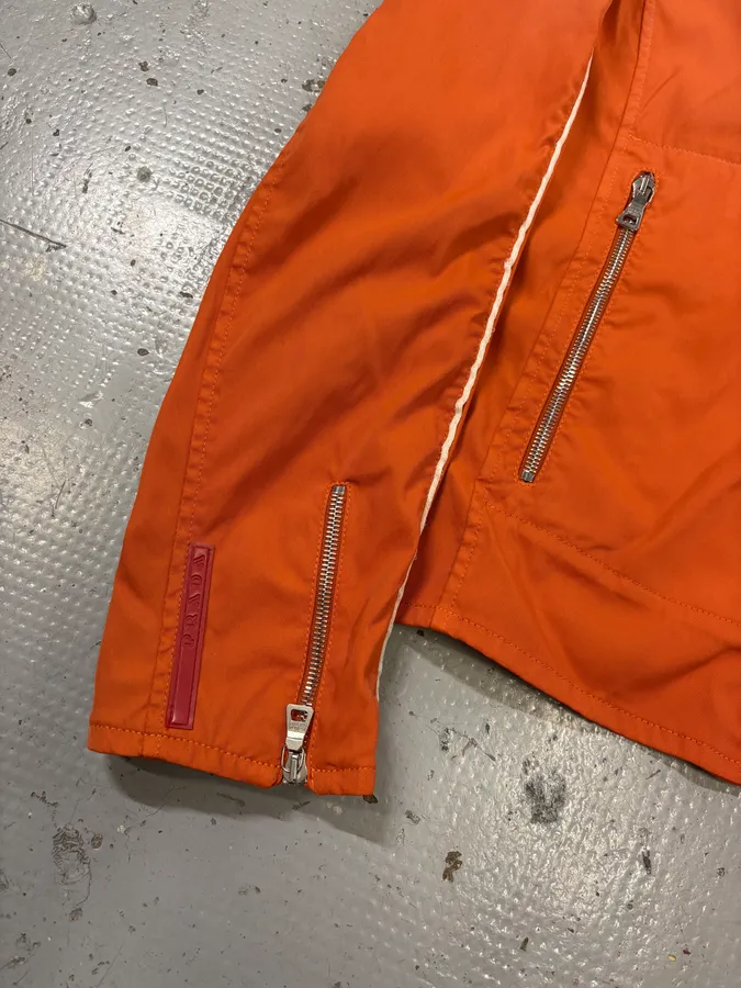 SS2002 Prada Orange Nylon Biker Jacket - Image 8