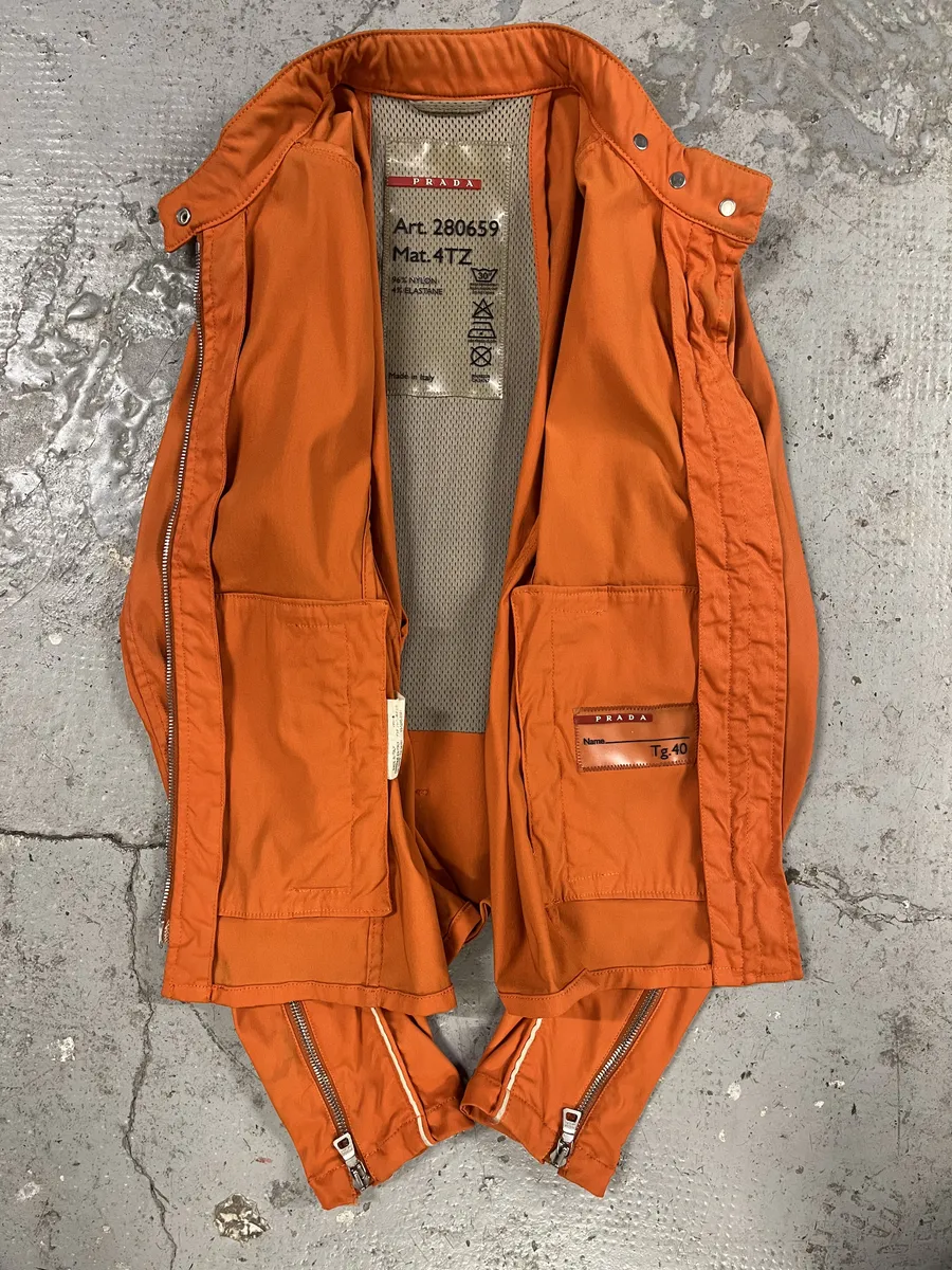 SS2002 Prada Orange Nylon Biker Jacket - Image 6