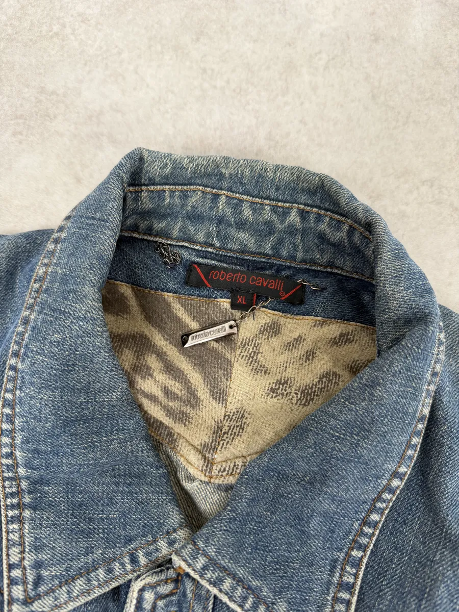 SS2002 Roberto Cavalli Futurist Biker Denim Jacket - Image 10