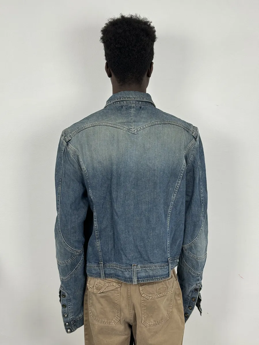 SS2002 Roberto Cavalli Futurist Biker Denim Jacket - Image 4