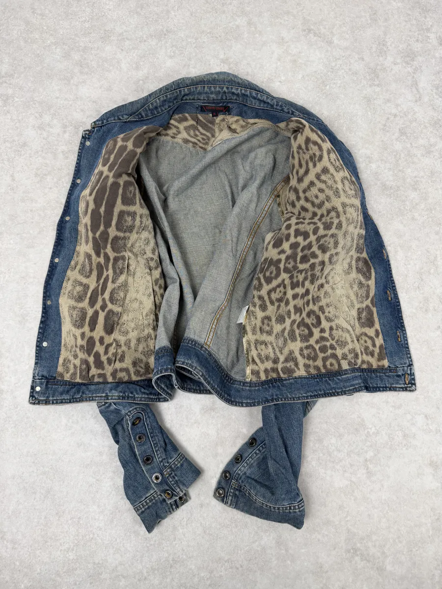 SS2002 Roberto Cavalli Futurist Biker Denim Jacket - Image 6