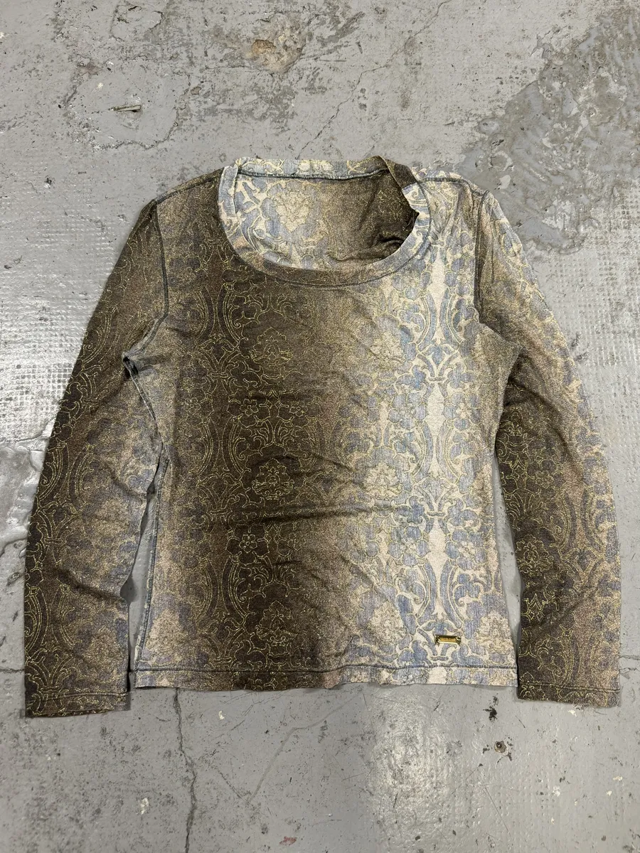 SS2002 Roberto Cavalli Mozaic Gradient Gold Longsleeves Top