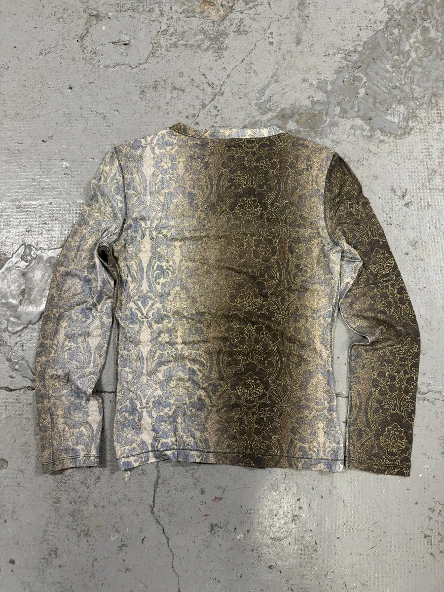 SS2002 Roberto Cavalli Mozaic Gradient Gold Longsleeves Top - Image 2