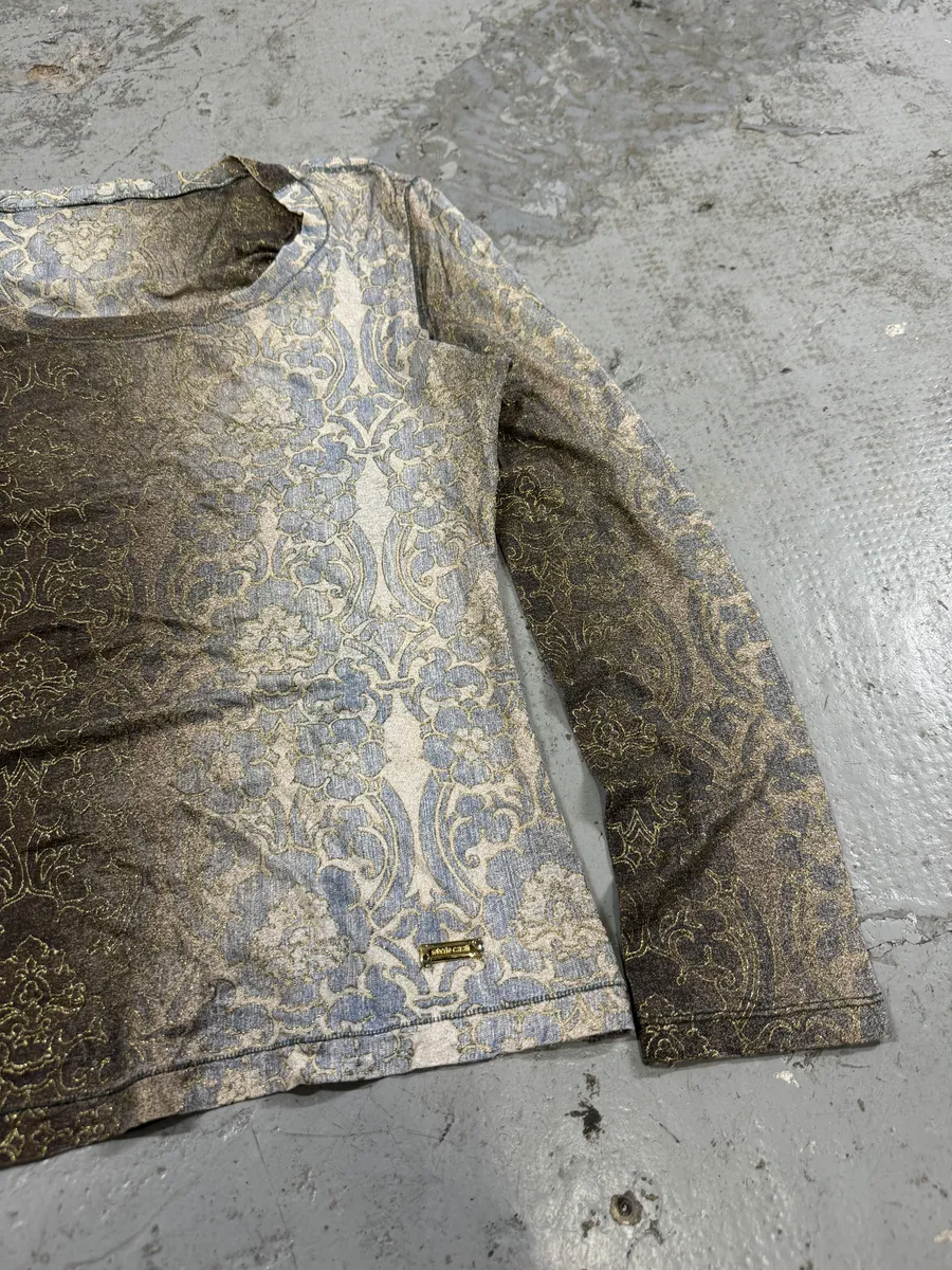 SS2002 Roberto Cavalli Mozaic Gradient Gold Longsleeves Top - Image 5