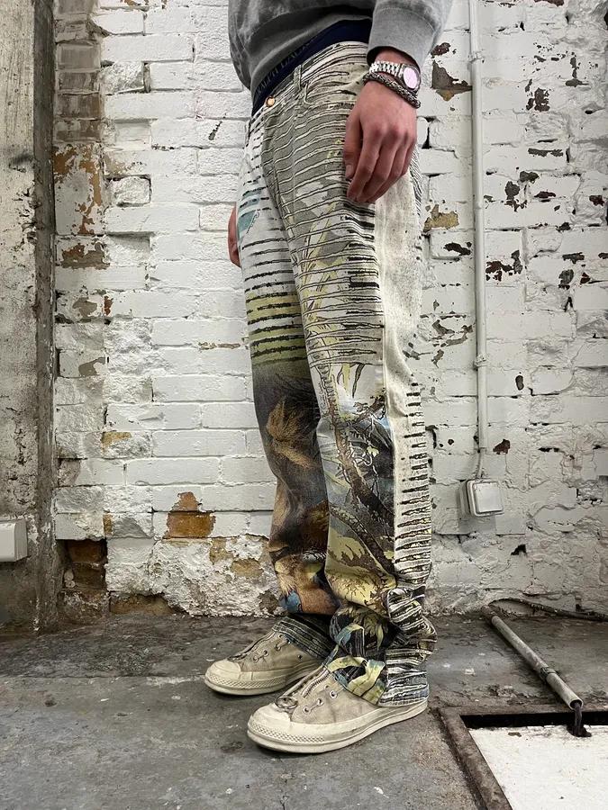 SS2002 Roberto Cavalli Multicolor Lion Savage Pants - Image 3