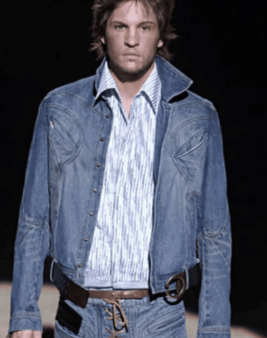 SS2002 Roberto Cavalli Structured Laced Arm Blue Denim Jacket - Image 2