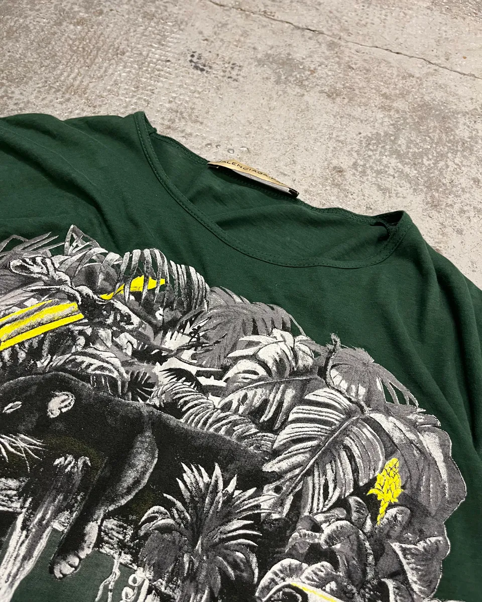 SS2003 Balenciaga Deep Green Toucan Jungle T-Shirt - Image 5