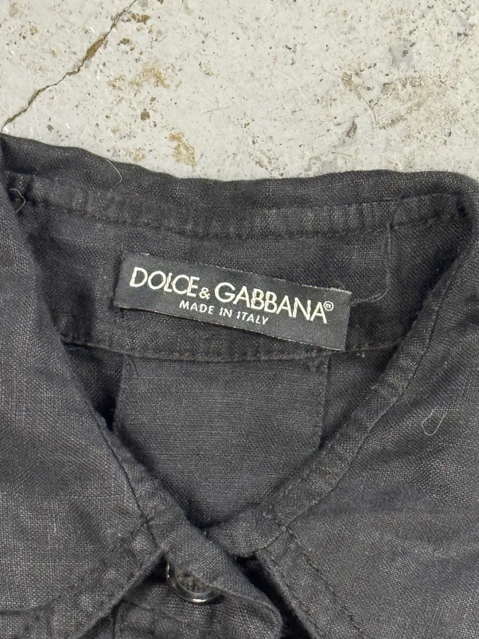 SS2003 Dolce & Gabbana Black Linen Millitary Combi Set - Image 17