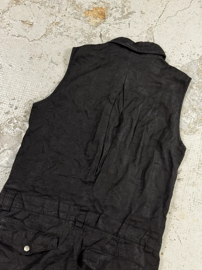 SS2003 Dolce & Gabbana Black Linen Millitary Combi Set - Image 8