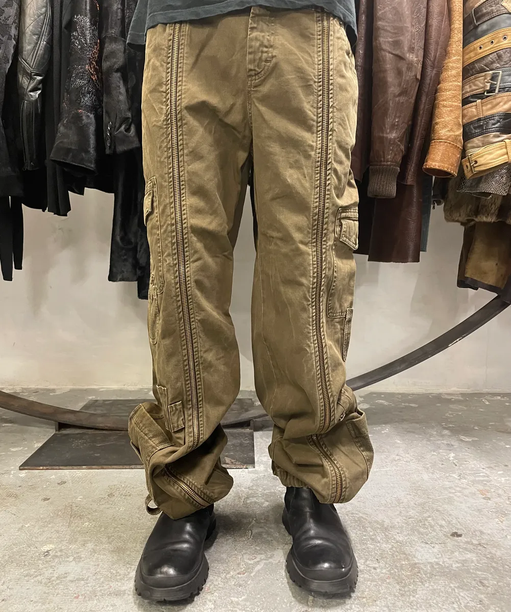 SS2003 Dolce & Gabbana Cargo Full Zip Aviator Olive Pants - Image 2
