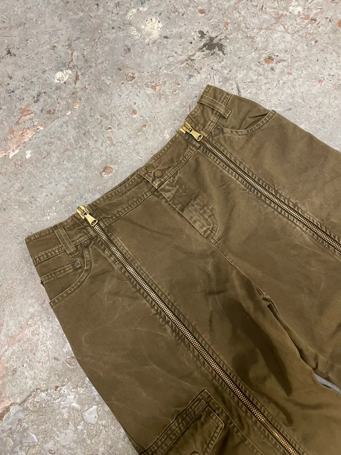 SS2003 Dolce & Gabbana Cargo Full Zip Aviator Olive Pants - Image 6