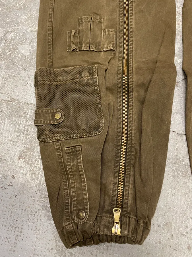 SS2003 Dolce & Gabbana Cargo Full Zip Aviator Olive Pants - Image 7