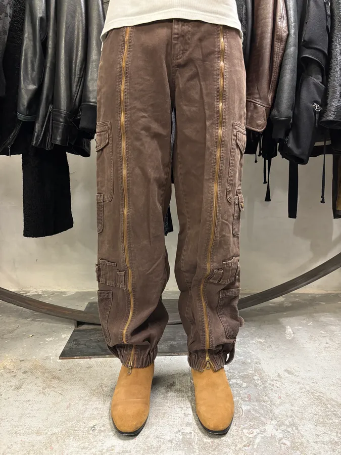 SS2003 Dolce & Gabbana Full Zip Aviator Parachute Cargo Brown Pants - Image 3