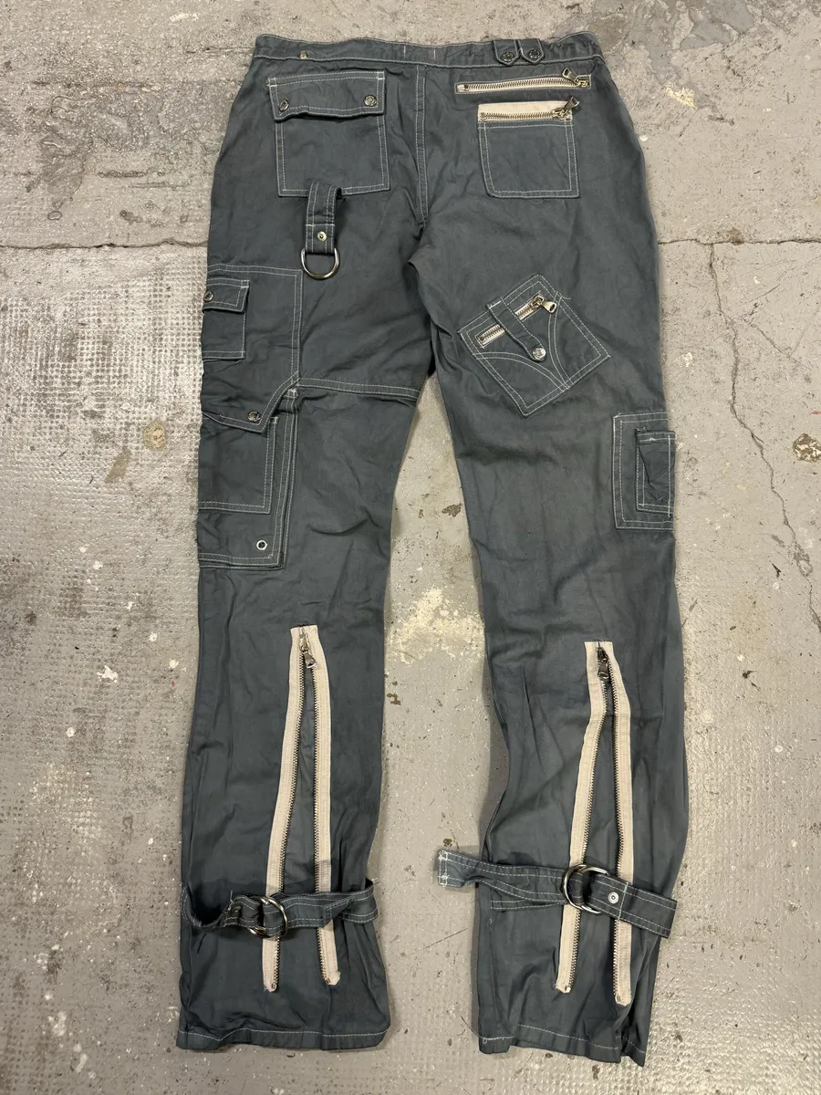 SS2003 Dolce & Gabbana Grey Army Multi Zips Bondage Pants - Image 2