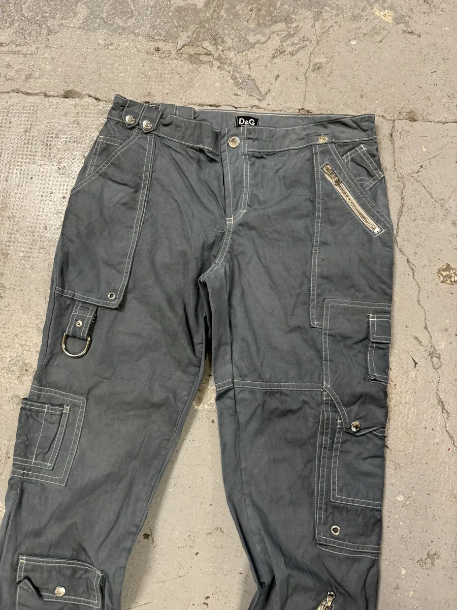 SS2003 Dolce & Gabbana Grey Army Multi Zips Bondage Pants - Image 9