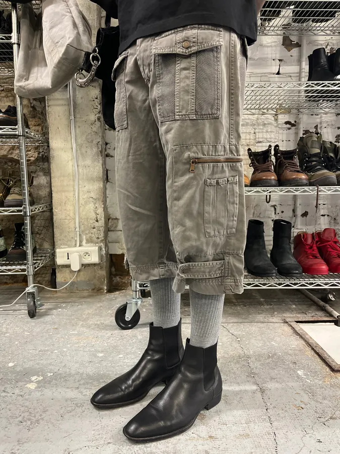 SS2003 Dolce & Gabbana Grey Utility Military Cargo Shorts - Image 3