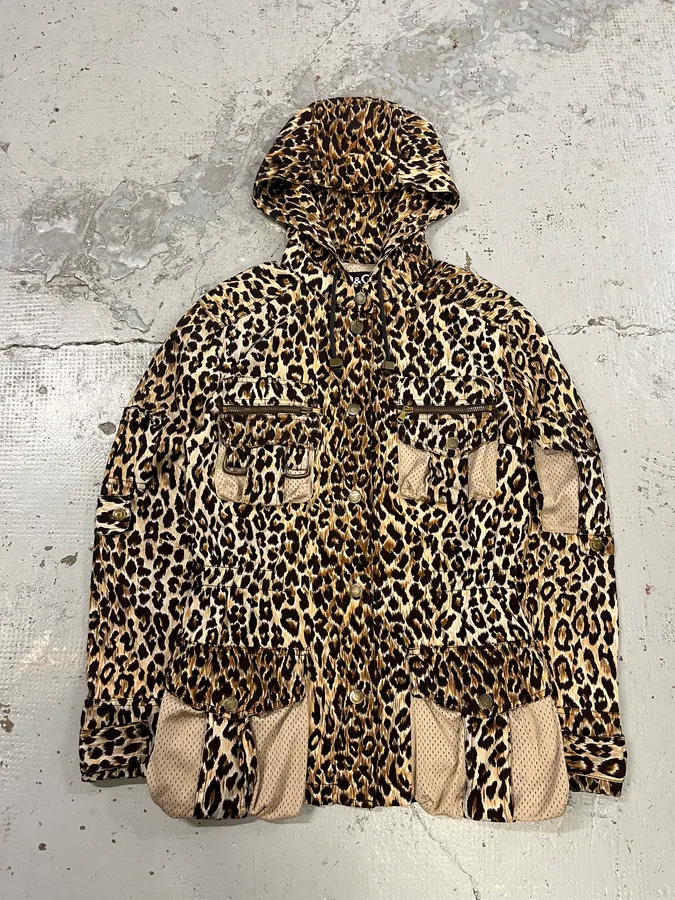 SS2003 Dolce & Gabbana Multi-Pocket Mesh Leopard Jacket
