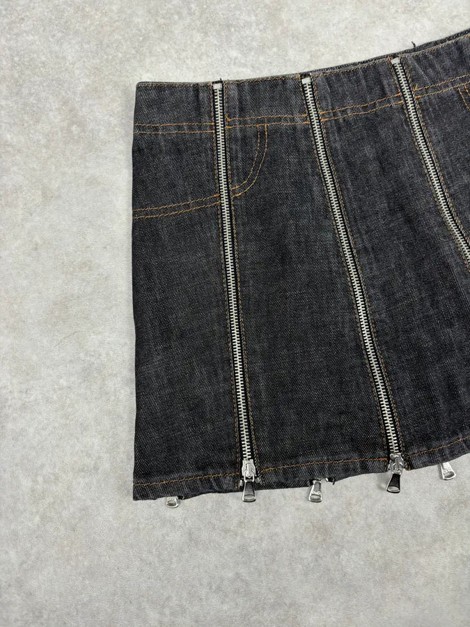 SS2003 Dolce & Gabbana Navy Denim Multi-Zip Skirt - Image 6