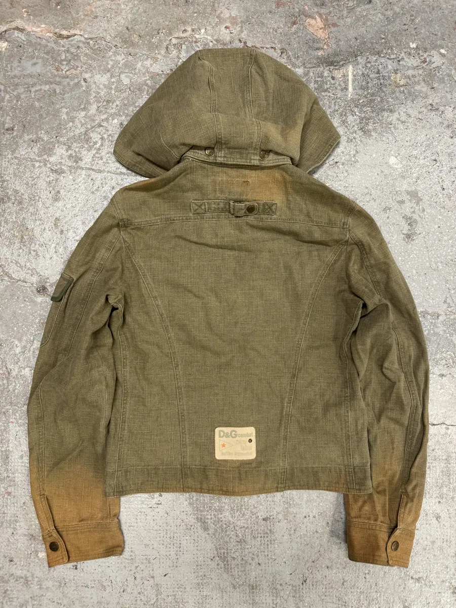 SS2003 Dolce & Gabbana Rebel Combat Hooded Denim Jacket - Image 2
