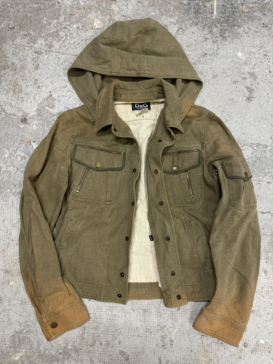 SS2003 Dolce & Gabbana Rebel Combat Hooded Denim Jacket - Image 9