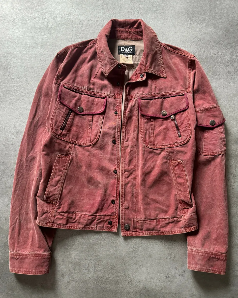 SS2003 Dolce & Gabbana Rebel Combat Red Hooded Jacket - Image 2
