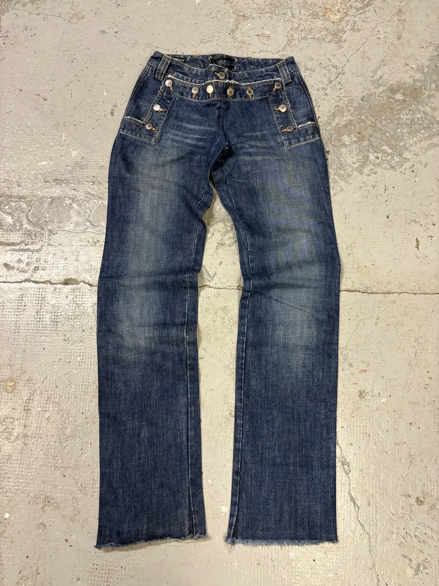 SS2003 Dolce & Gabbana Sex Buttoned Blue Denim Jeans