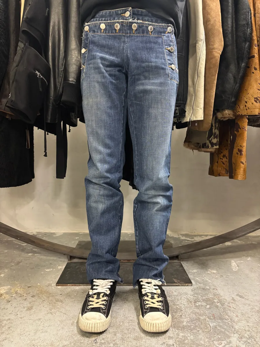 SS2003 Dolce & Gabbana Sex Buttoned Blue Denim Jeans - Image 2