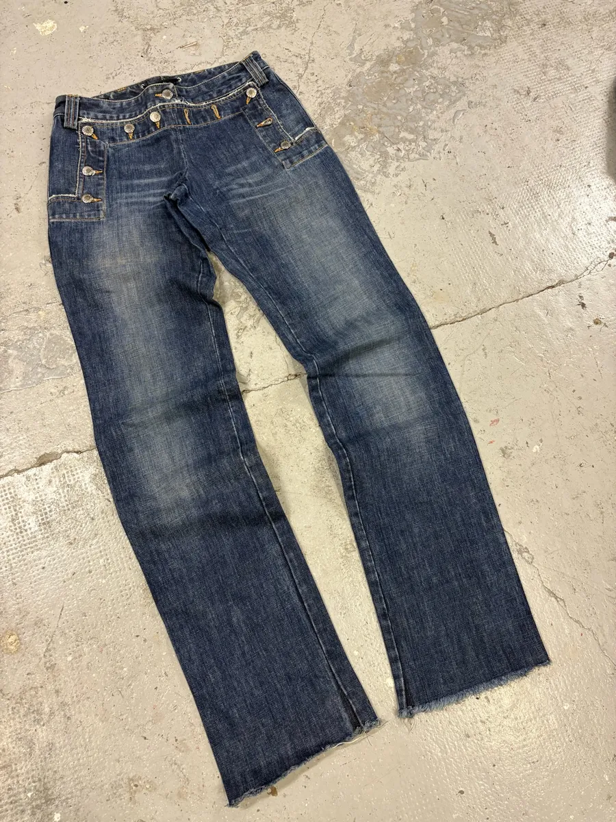 SS2003 Dolce & Gabbana Sex Buttoned Blue Denim Jeans - Image 6
