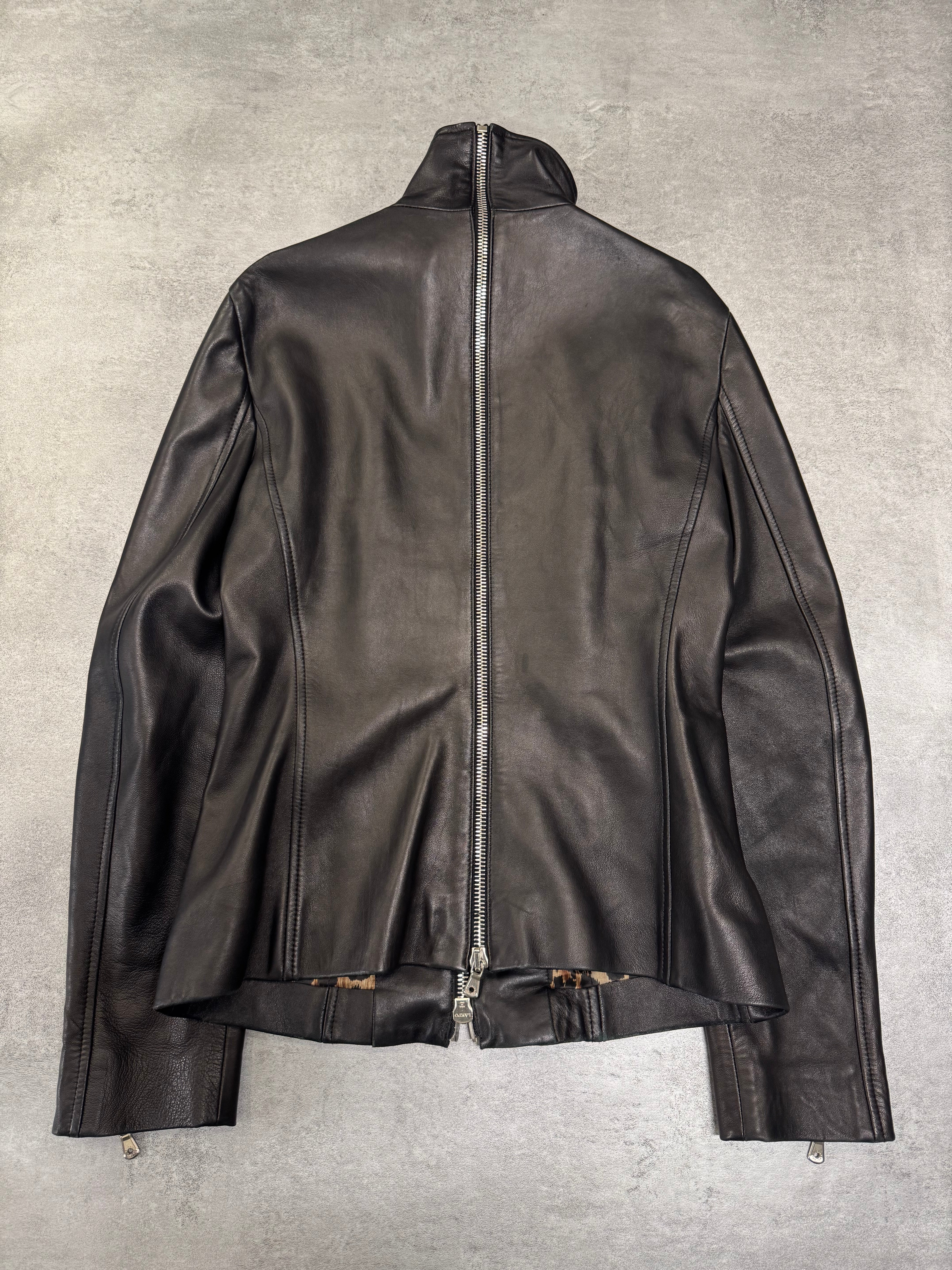 SS2003 Dolce & Gabbana Sexy Biker Multi-Zip Leather Jacket (XS/S) - Image 9