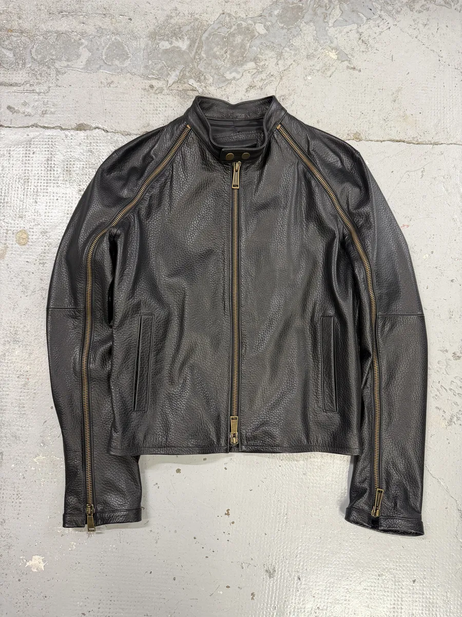 SS2003 Dsquared2 Arm Zips Black Biker Leather Biker Jacket - Image 7