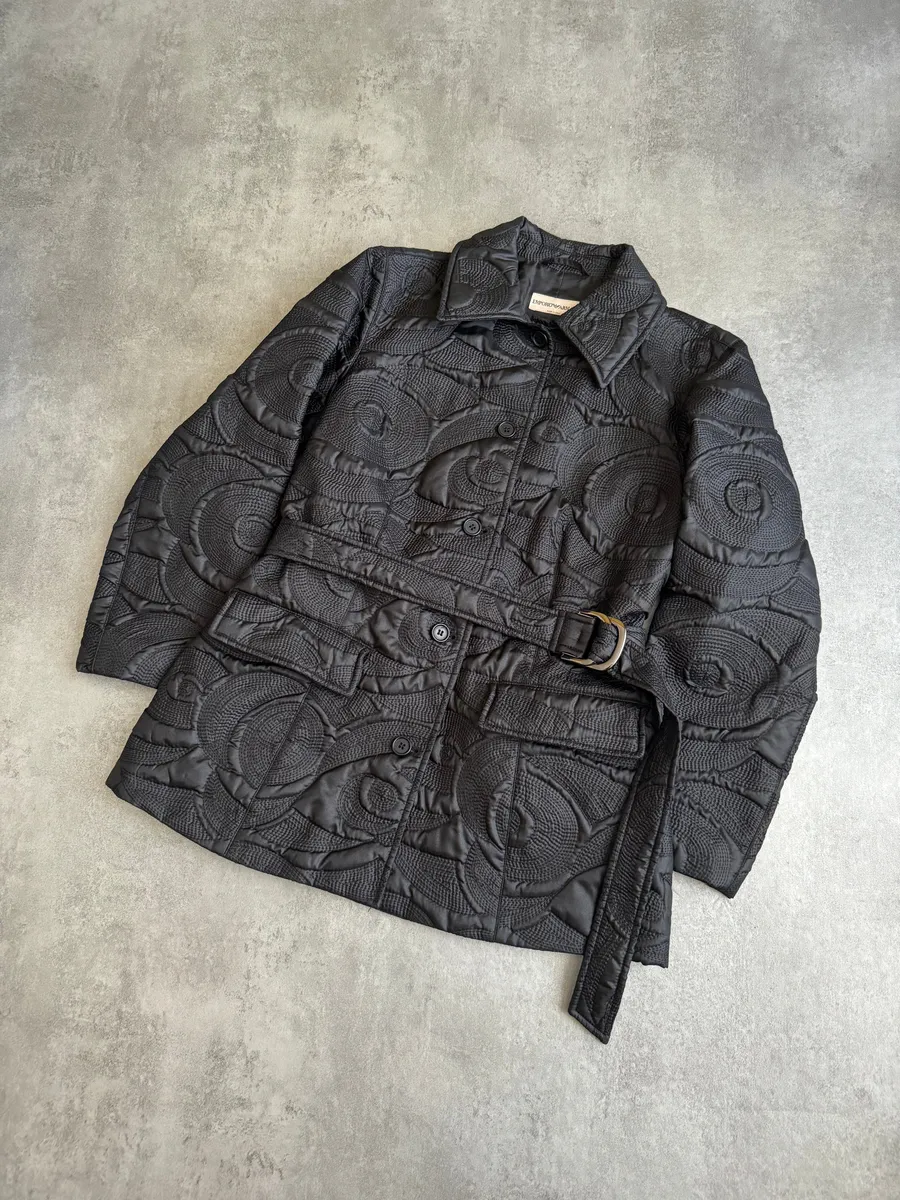 SS2003 Emporio Armani Black Architectural Coach Jacket - Image 9