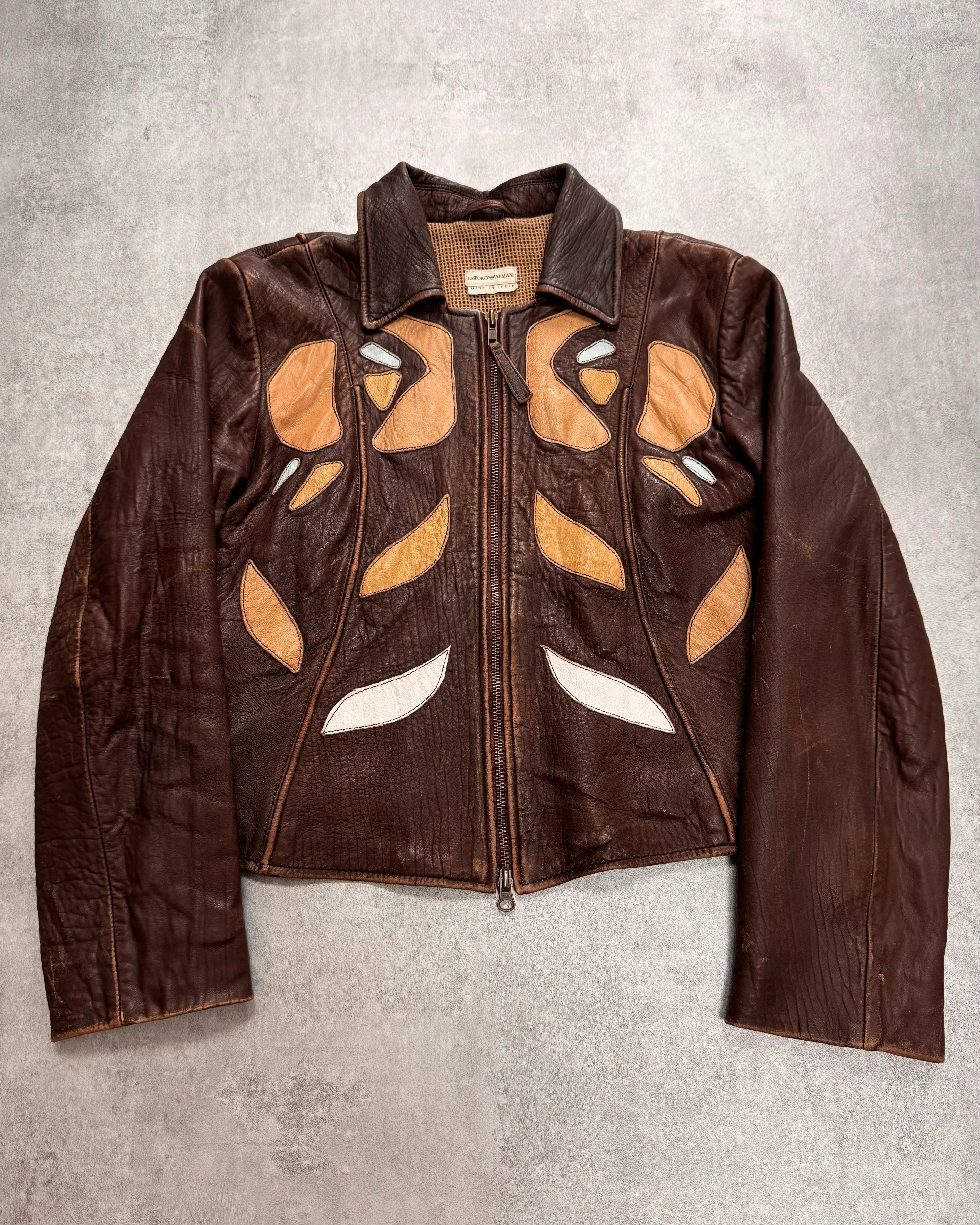 SS2003 Emporio Armani Patches Leather Jacket