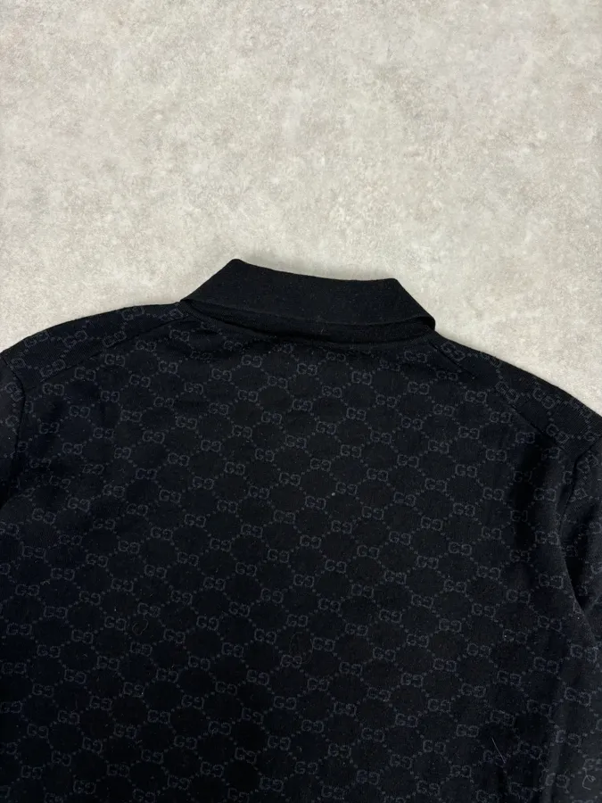 SS2003 Gucci Black Wool GG Monogram Polo Sweater by Tom Ford - Image 6