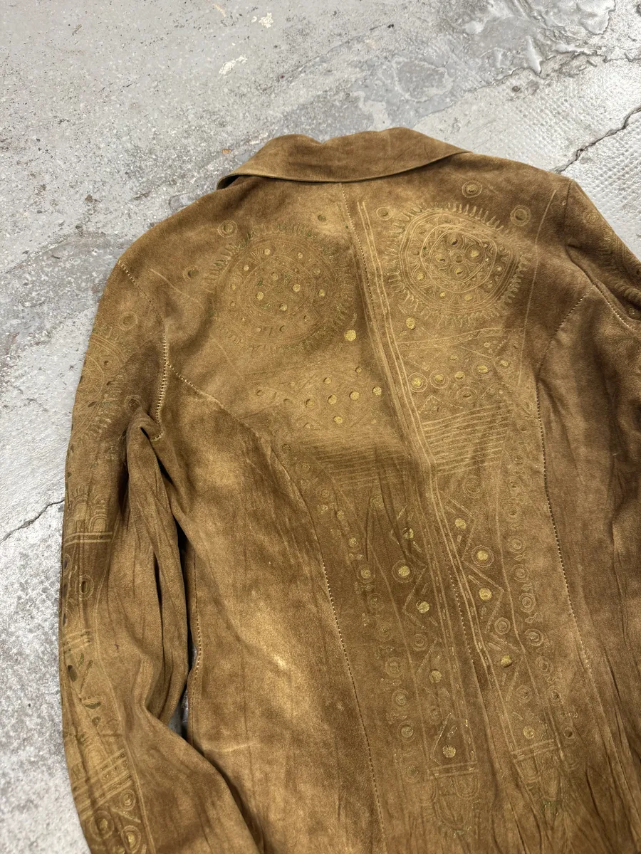 SS2003 Roberto Cavalli Pleats Ancient Beige Leather Shirt - Image 11