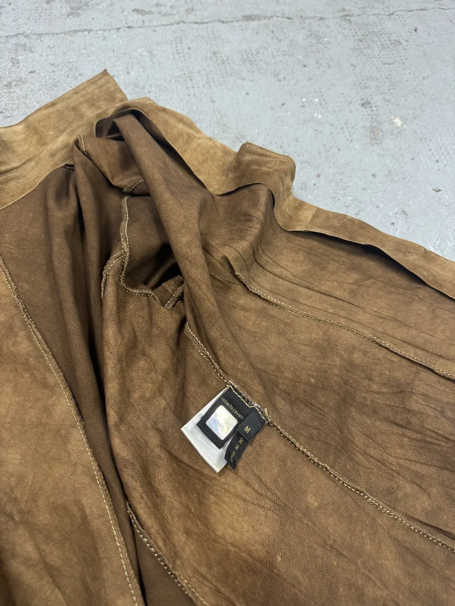 SS2003 Roberto Cavalli Pleats Ancient Beige Leather Shirt - Image 13