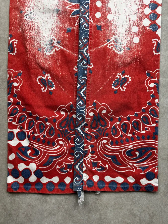 SS2003 Roberto Cavalli Red & Blue Faded Paisley Pants - Image 10