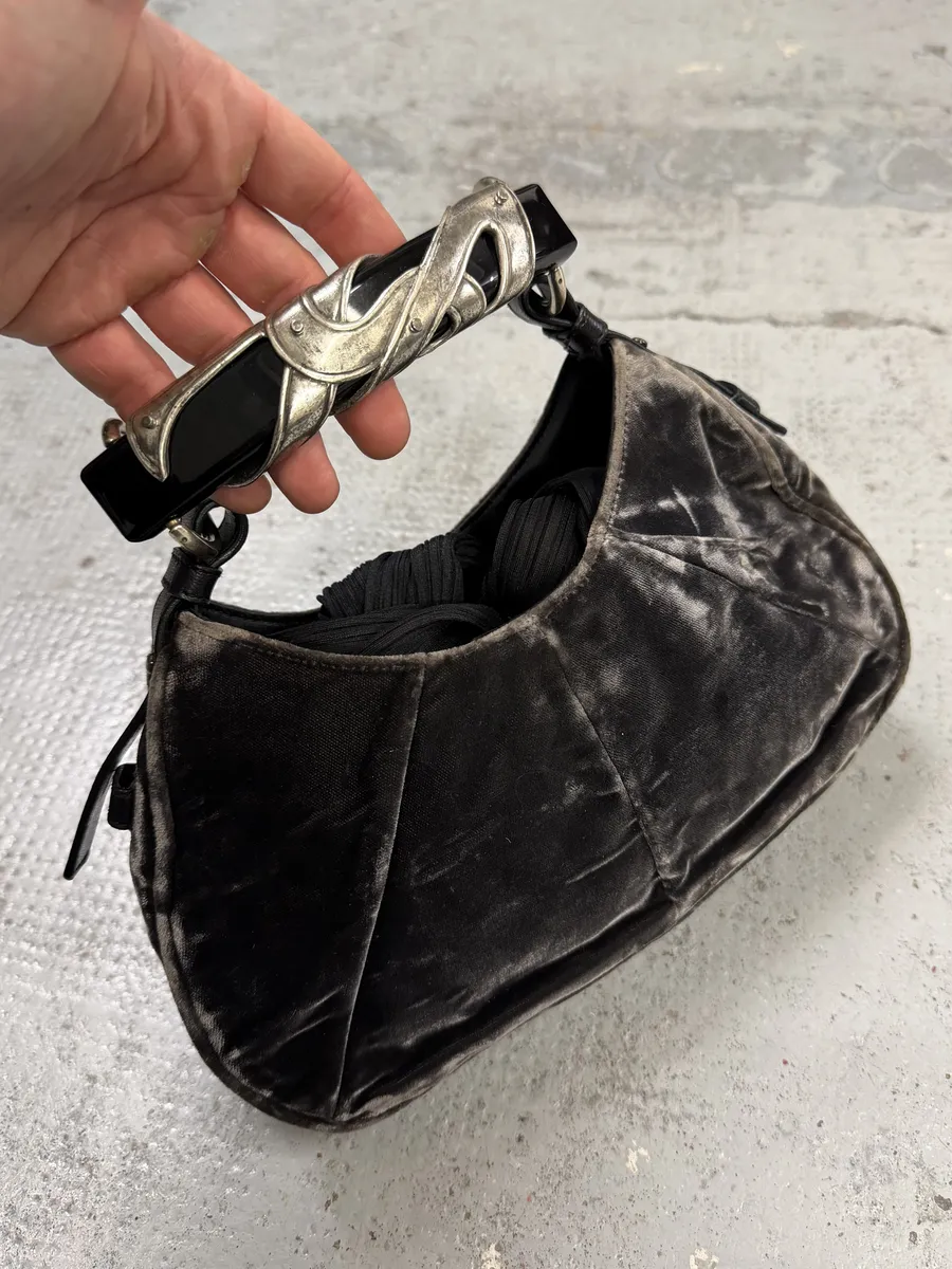 SS2003 Yves Saint Laurent Black Velvet Bag - Image 5