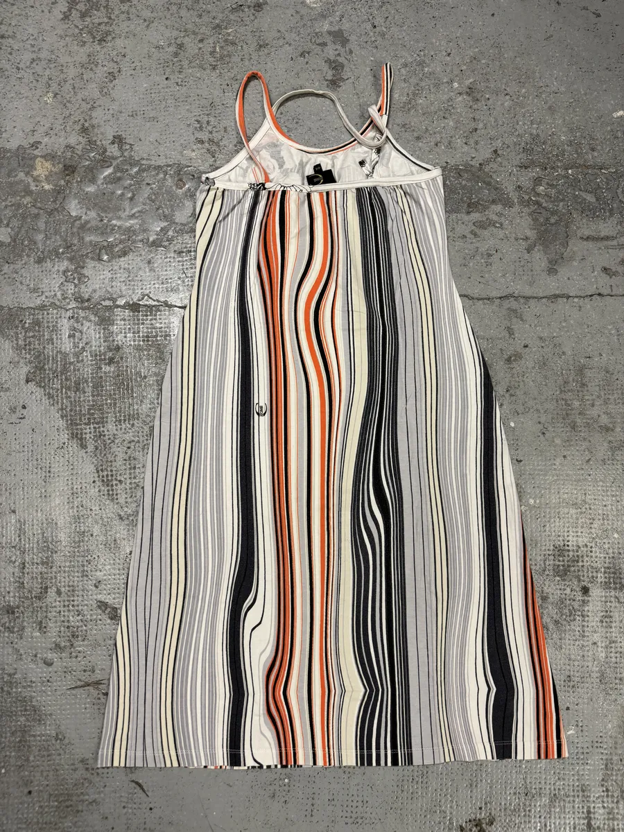 SS2004 Cavalli Abstract Orange White Flowers Dress - Image 3