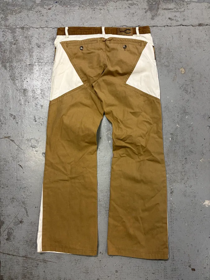 SS2004 Cavalli Beige & White Calm Sahara Contrast Pants - Image 6