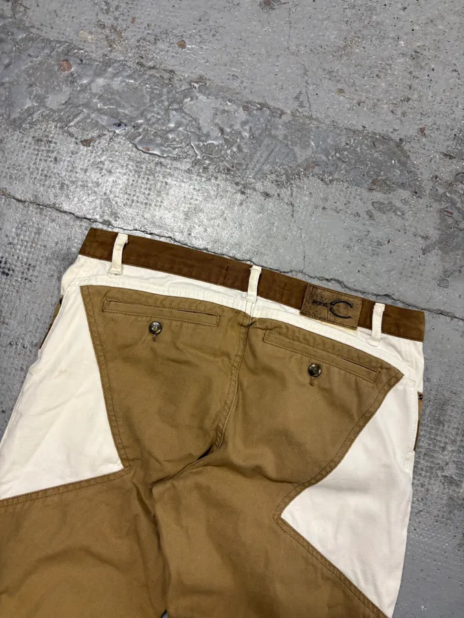 SS2004 Cavalli Beige & White Calm Sahara Contrast Pants - Image 7