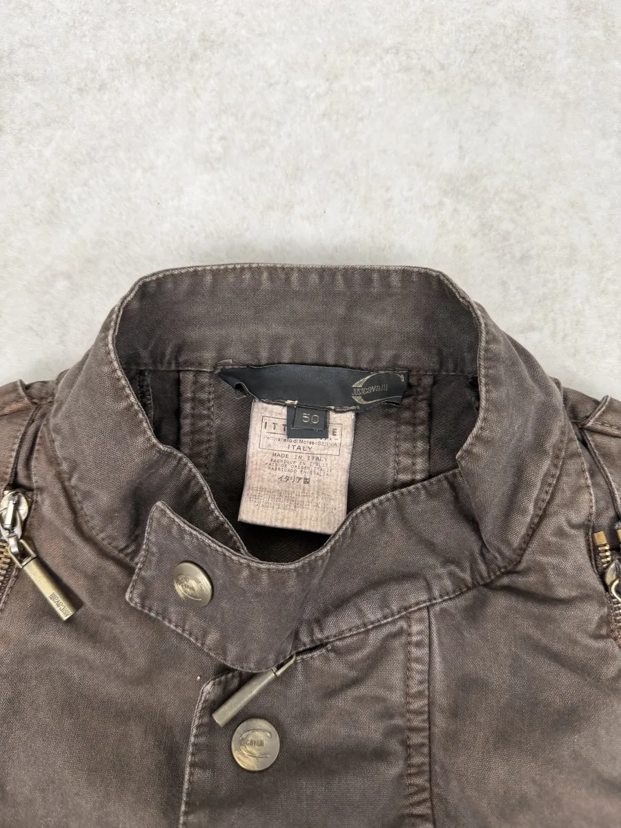SS2004 Cavalli Brown Multi-Zip Bomber Jacket - Image 11