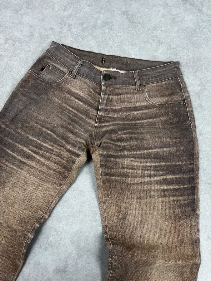 SS2004 Cavalli Brown Overprint Sunset Pants - Image 6