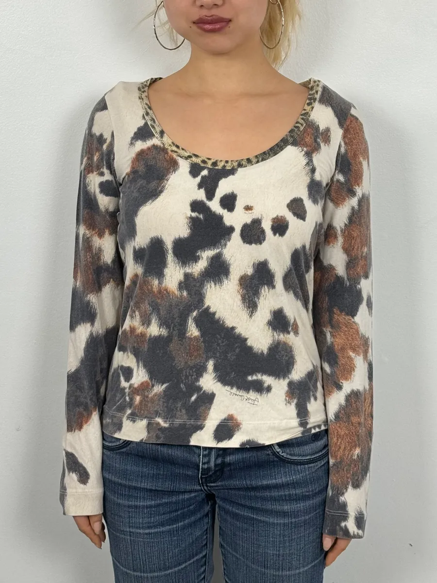 SS2004 Cavalli Cow Print Movement Longsleeves - Image 2