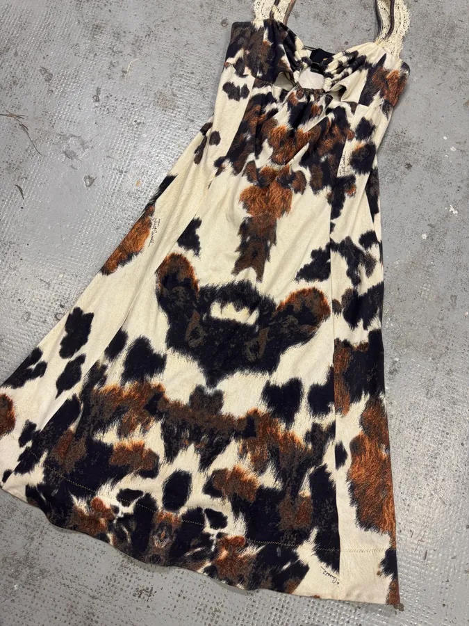 SS2004 Cavalli Cowprint Effect White & Brown Dress - Image 4