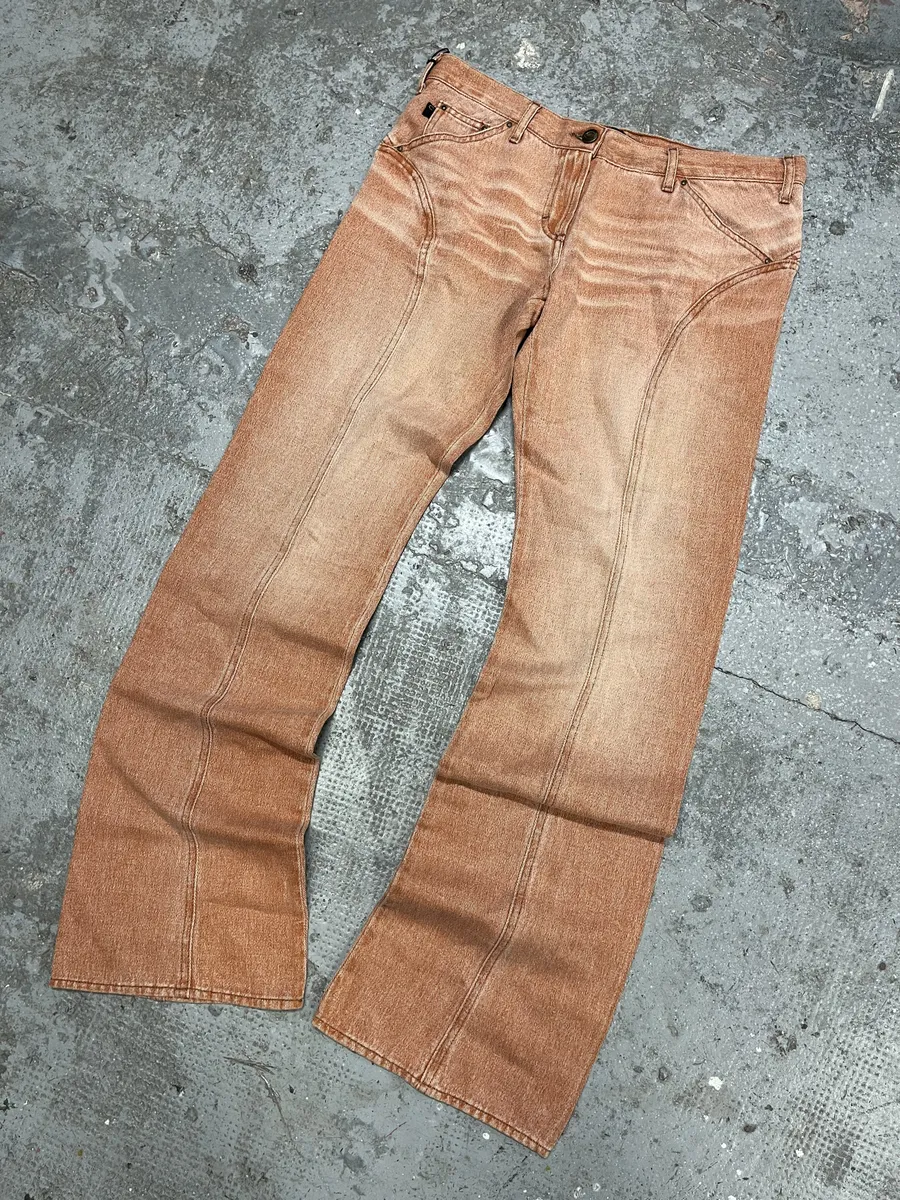 SS2004 Cavalli Faded Orange Structured Pants - Image 10