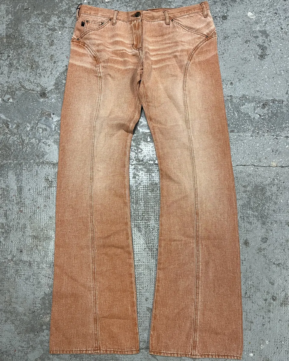 SS2004 Cavalli Faded Orange Structured Pants - Image 4