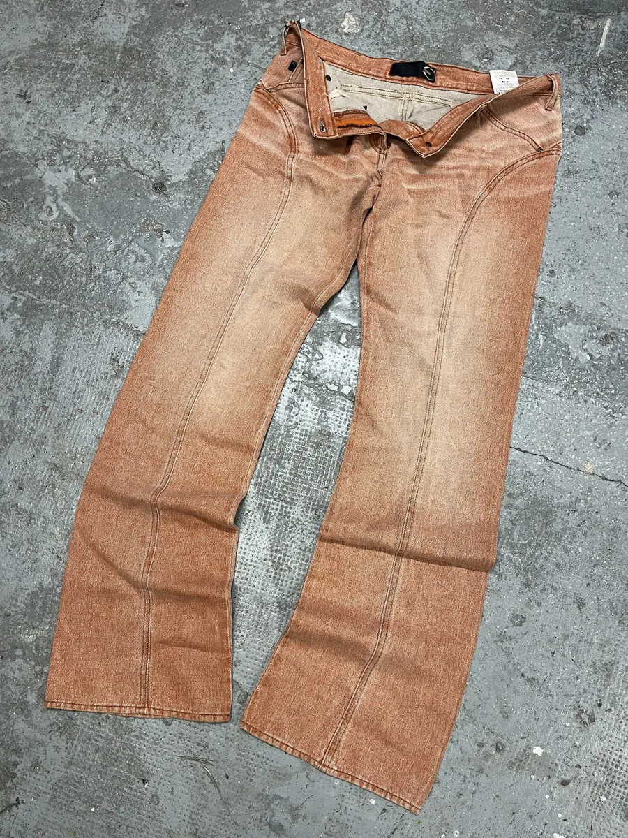 SS2004 Cavalli Faded Orange Structured Pants - Image 9
